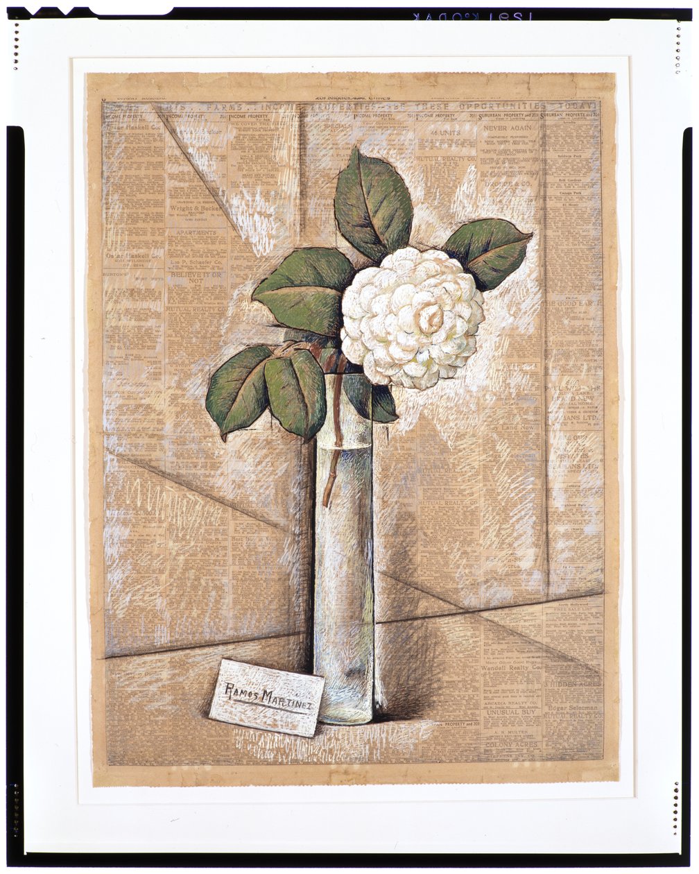 Gardenia in Glass, 1936 körül (gouache, akvarell és kréta újságpapíron) alkotó: Alfredo Ramos Martinez
