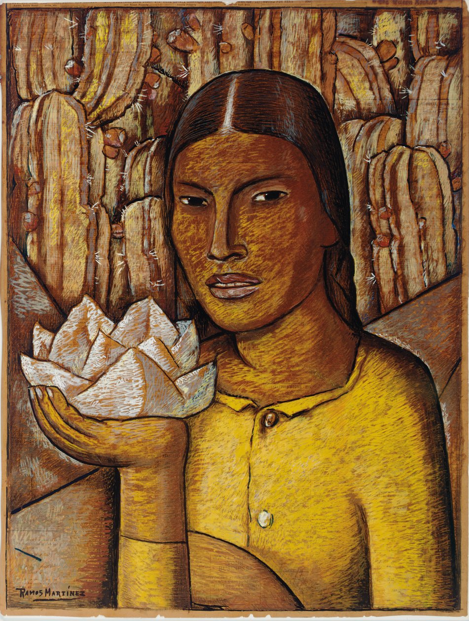 Reina Xochitl (gouache újságpapíron) alkotó: Alfredo Ramos Martinez