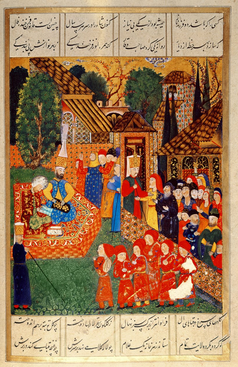 Egy janicsár tiszt, aki devsirmet toboroz I. Szulejmán szultánhoz (1495-1566), a „Szulejmánnévből” (Mss Hazine. 1517 f.31v) alkotó: Ali Amir Beg