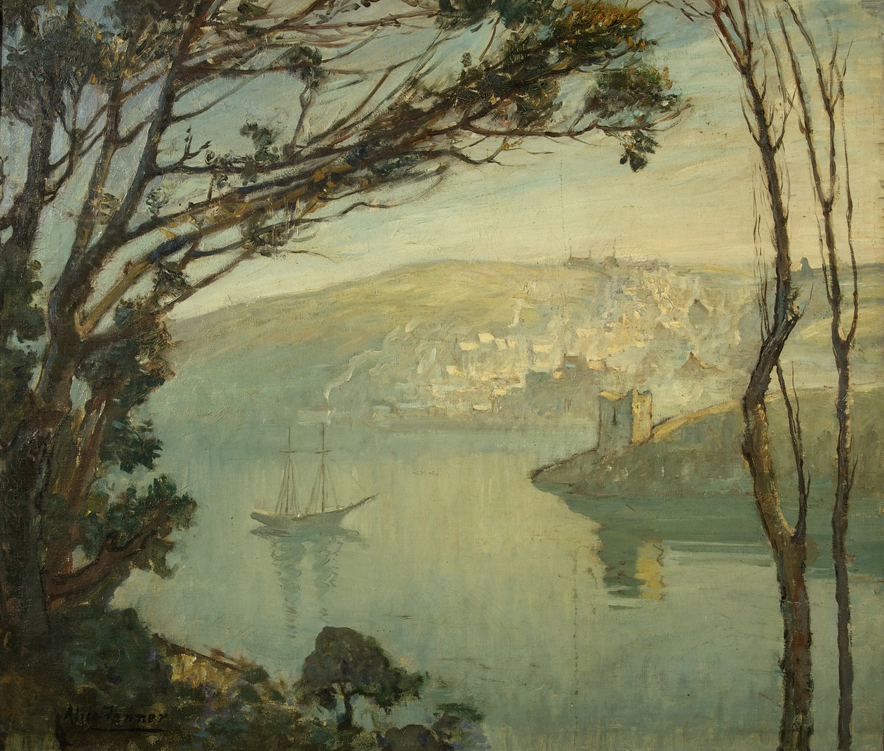 Egy téli reggel, Fowey (olaj, vászon) alkotó: Alice Maud Fanner