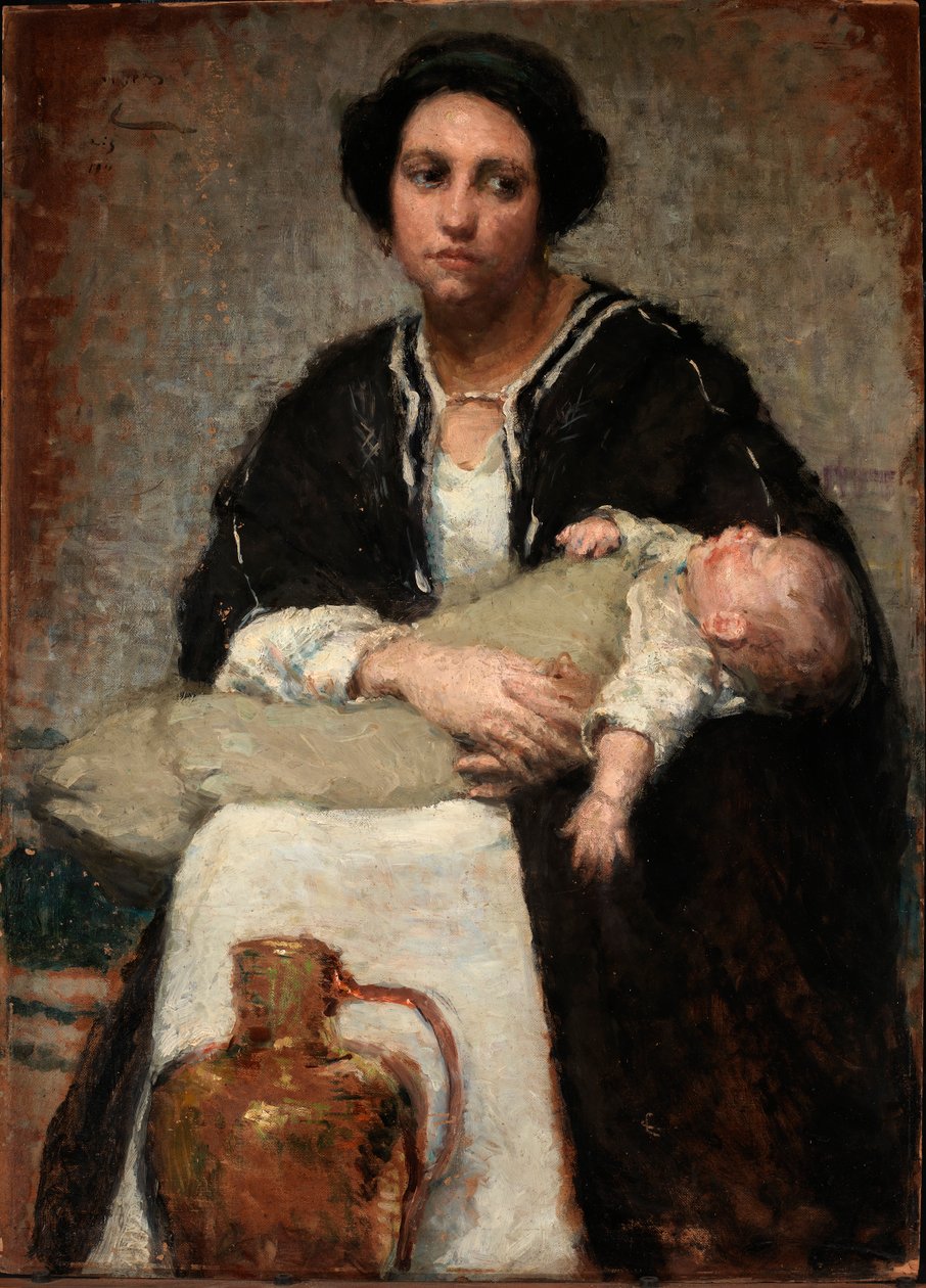 Anya és alvó baba, 1911. alkotó: Alice Pike Barney
