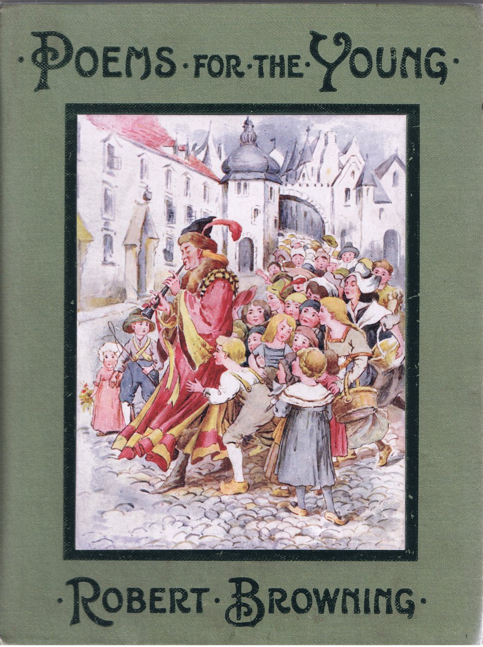 Elülső borító: És utána nyomtak a gyerekek, illusztráció a Versek fiataloknak című könyvéből: Robert Browning, 1920 körül alkotó: Alice Ross