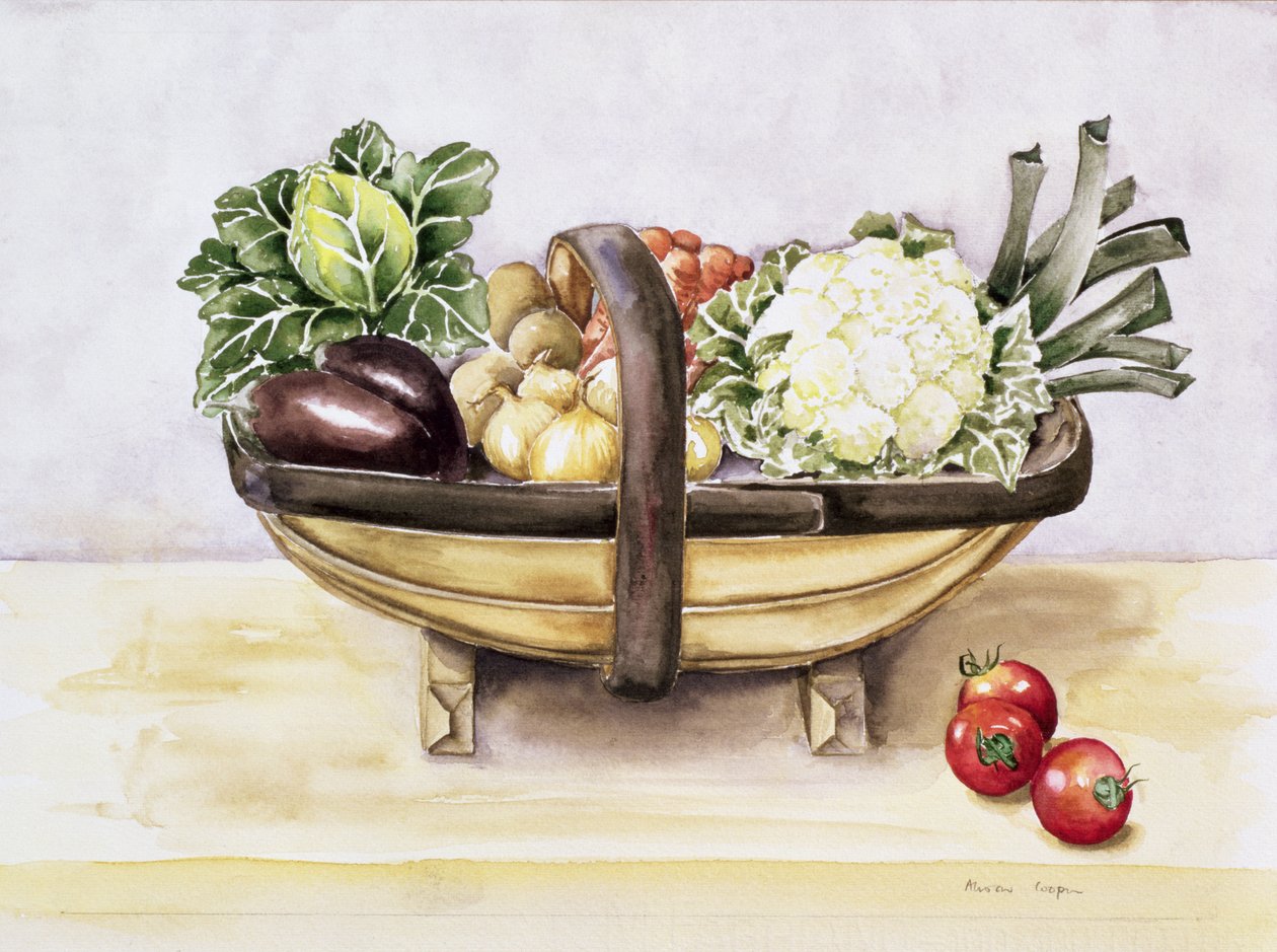 Csendélet egy hordó zöldséggel, 1996 alkotó: Alison Cooper