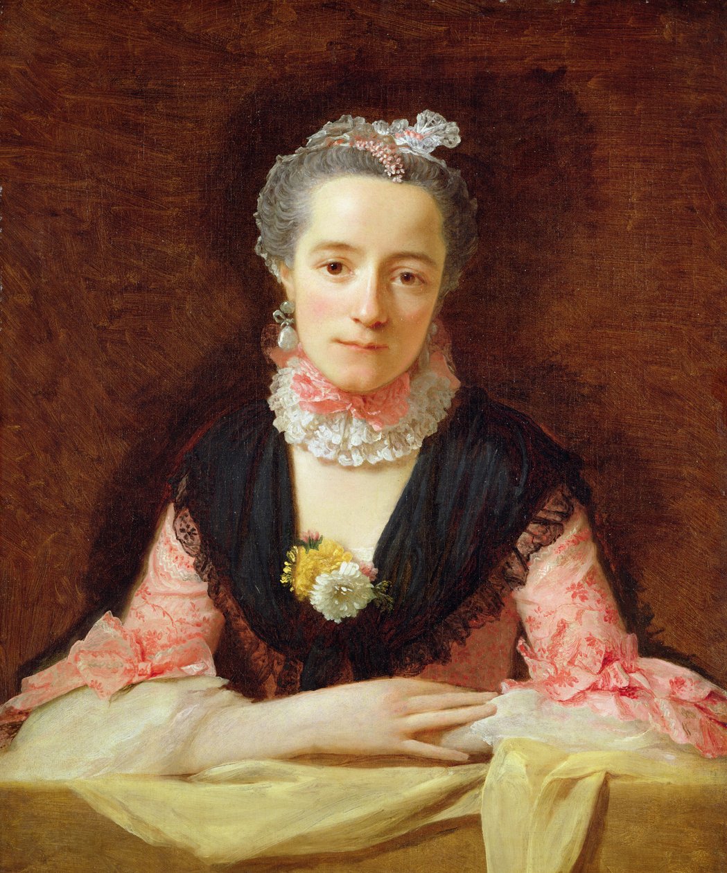 Egy ismeretlen nő rózsaszín ruhában (olaj, vászon) alkotó: Allan Ramsay