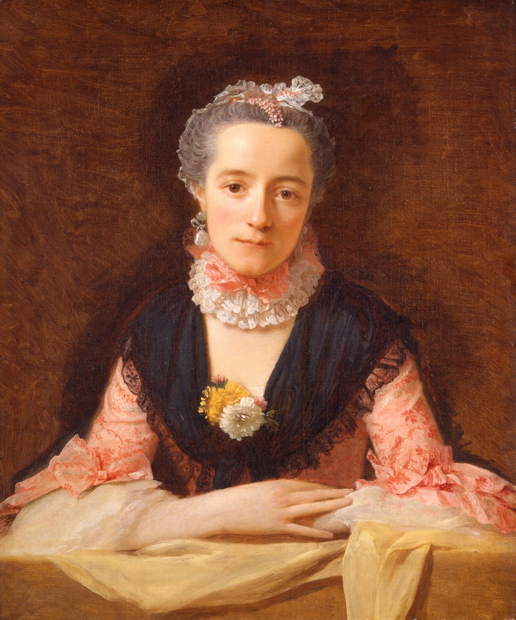 Hölgy rózsaszín selyemruhában alkotó: Allan Ramsay