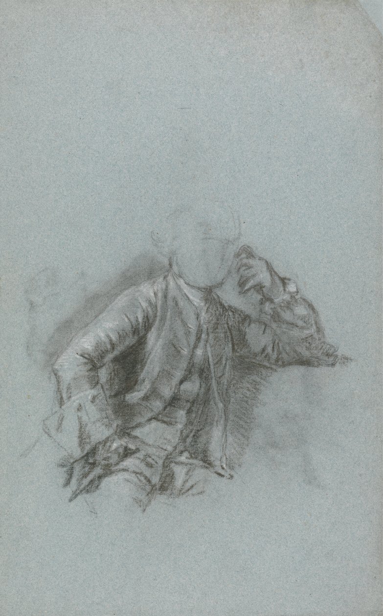 Tanulmány egy ülő úriember portréjához (kréta csonkkal, kék fektetett papíron) alkotó: Allan Ramsay