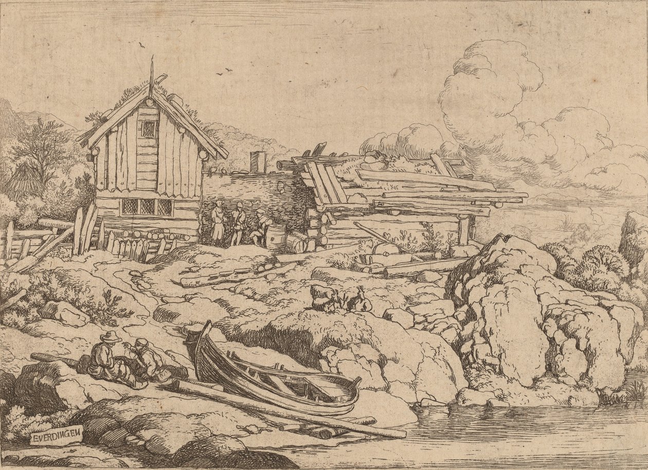 Hajó a folyóparton három kecskével, valószínűleg kb. 16451656. alkotó: Allart van Everdingen