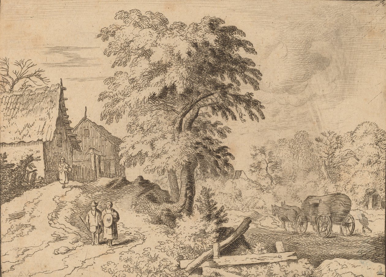 Két igásló kocsi, valószínűleg c. 16451656. alkotó: Allart van Everdingen