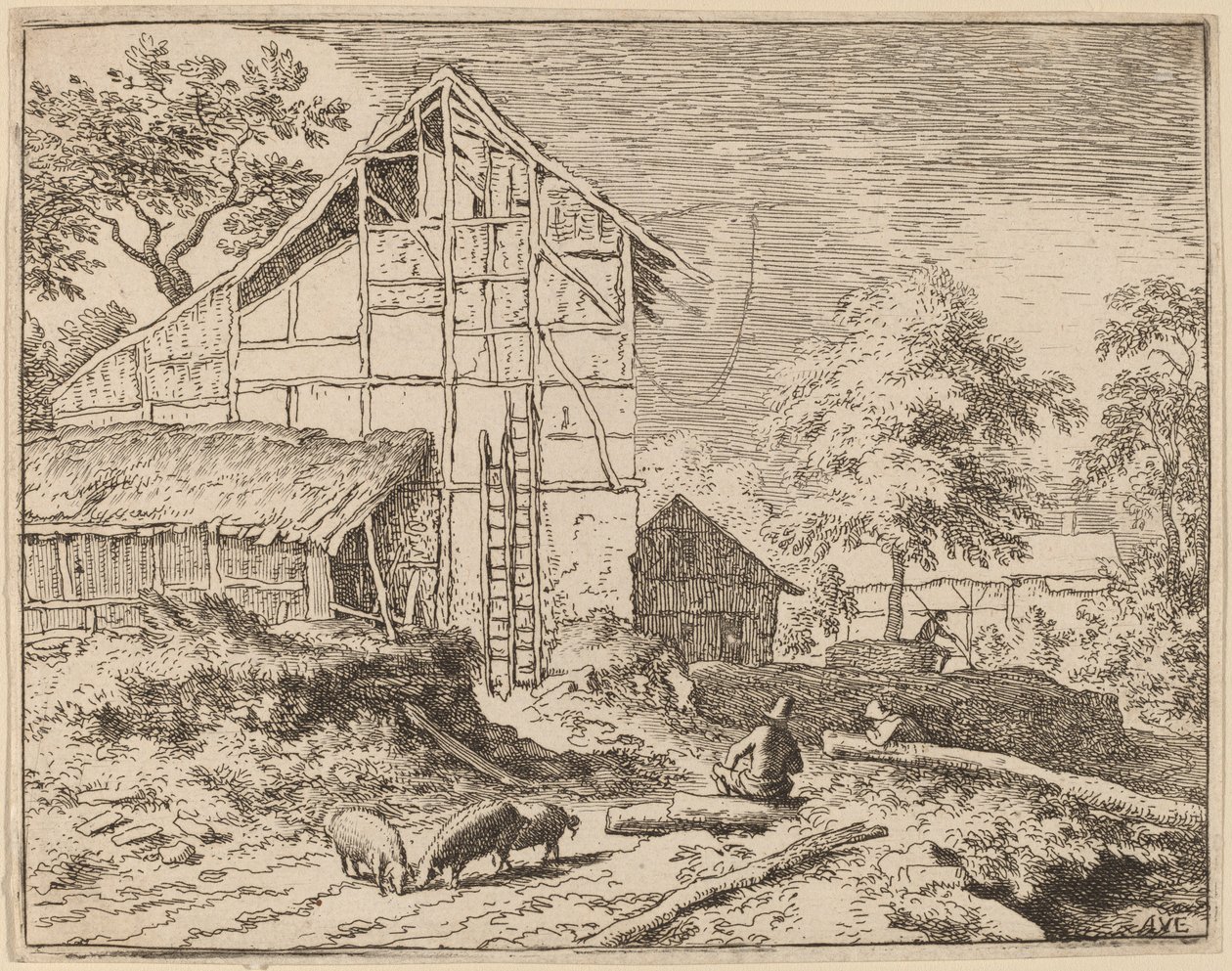 Ház két létrával, valószínűleg c. 16451656. alkotó: Allart van Everdingen
