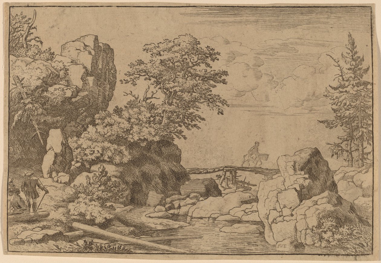 Lovas a hídon, valószínűleg c. 16451656. alkotó: Allart van Everdingen
