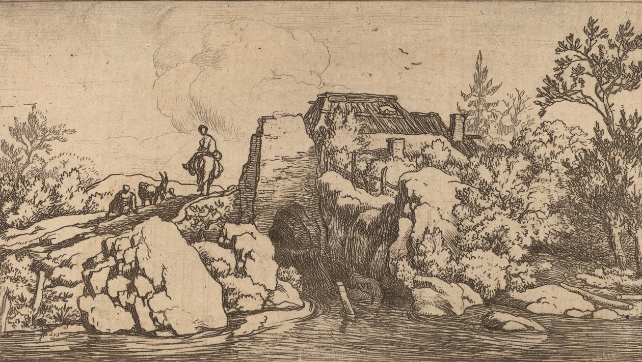 Lovas a kőhídon, valószínűleg c. 16451656. alkotó: Allart van Everdingen