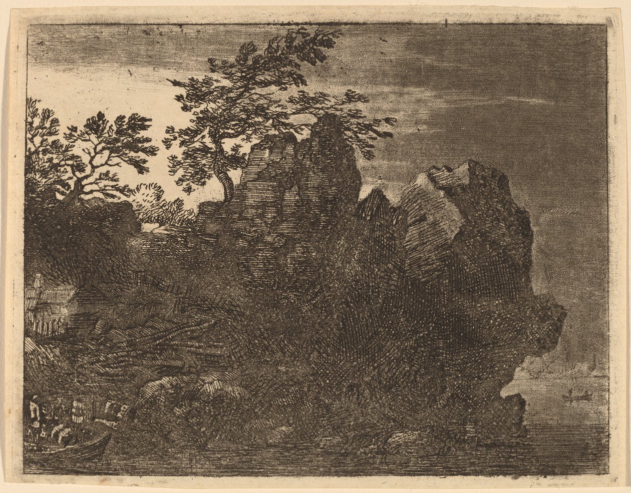 Nagy szikla a folyónál, valószínűleg c. 16451656. alkotó: Allart van Everdingen