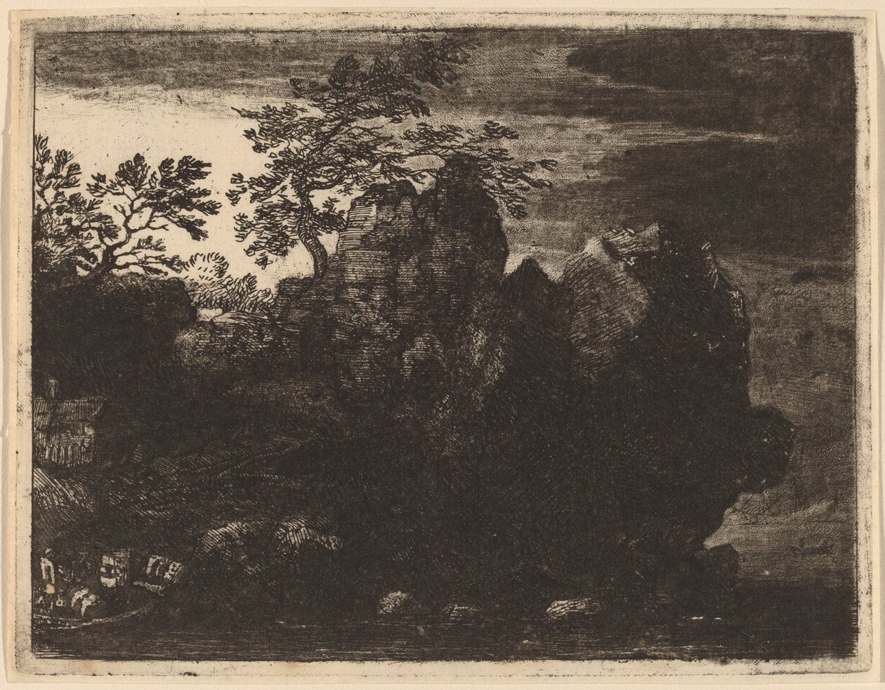 Nagy szikla a folyónál, valószínűleg c. 16451656. alkotó: Allart van Everdingen