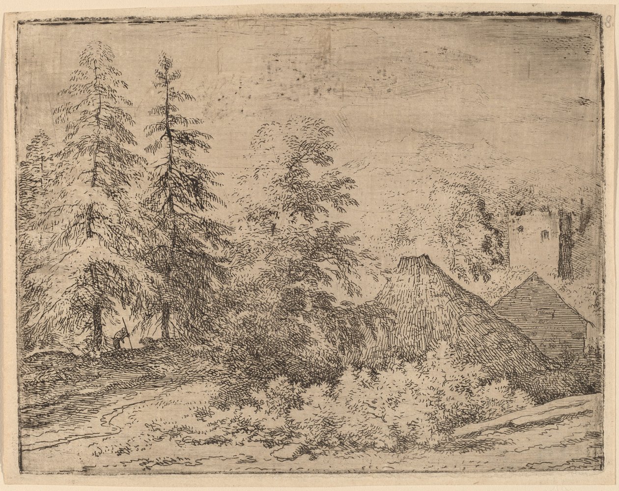 Ember két fenyő között, valószínűleg c. 16451656. alkotó: Allart van Everdingen