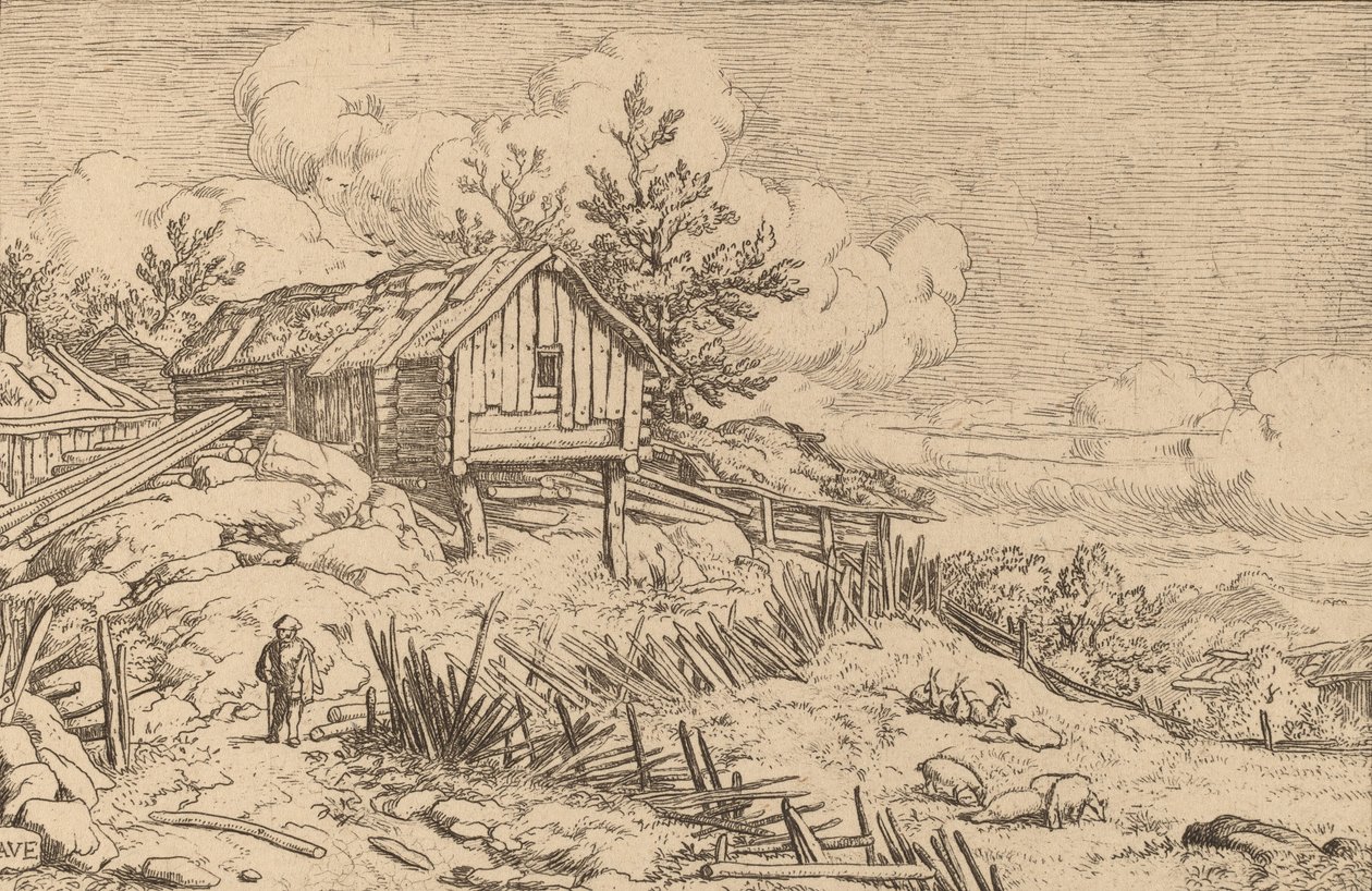 Ember egy romos sövény bejáratánál, valószínűleg c. 16451656. alkotó: Allart van Everdingen