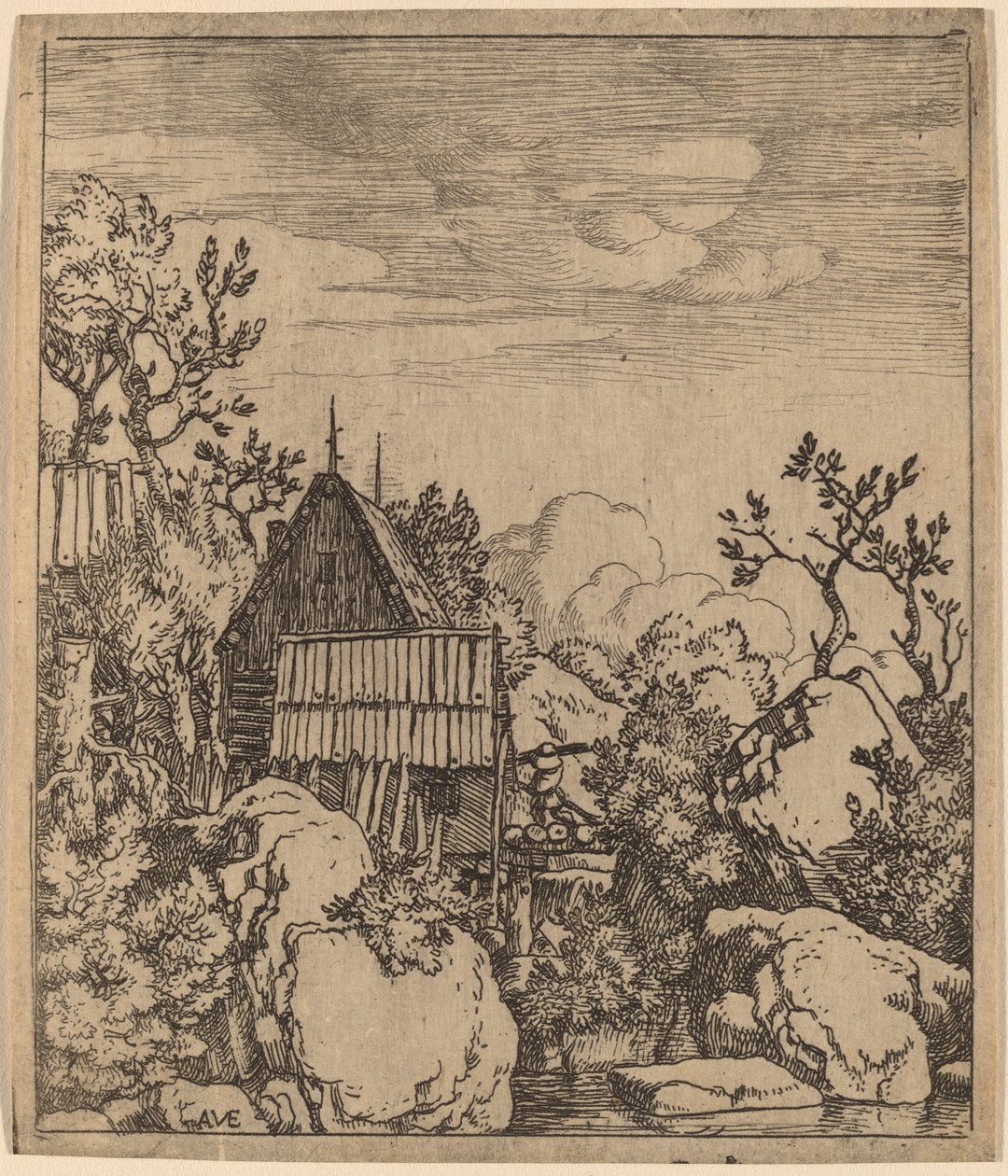 Ember egy kis fahídon, valószínűleg c. 16451656. alkotó: Allart van Everdingen