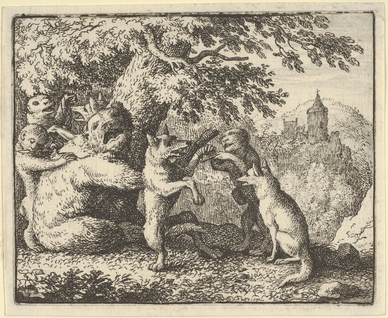 Az Oroszlán parancsára egy darab bőrt vesznek el a medvétől, egy darab mellső mancsot..., 1650-75. alkotó: Allart van Everdingen