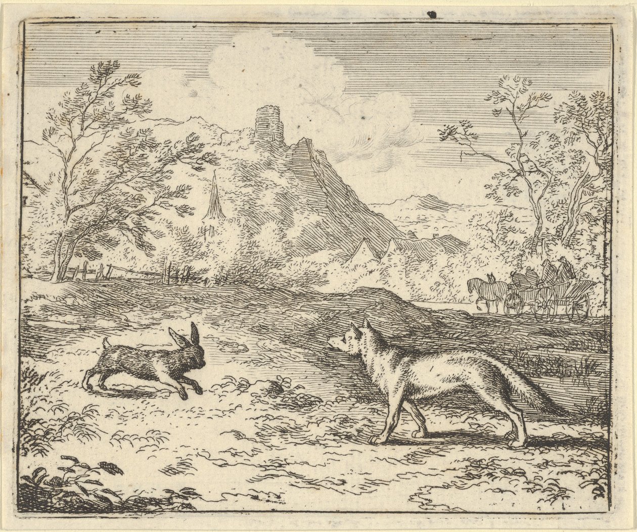 Renard azt hazudja, hogy a nyúl megsértette az egyik gyermekét, 1650-75. alkotó: Allart van Everdingen