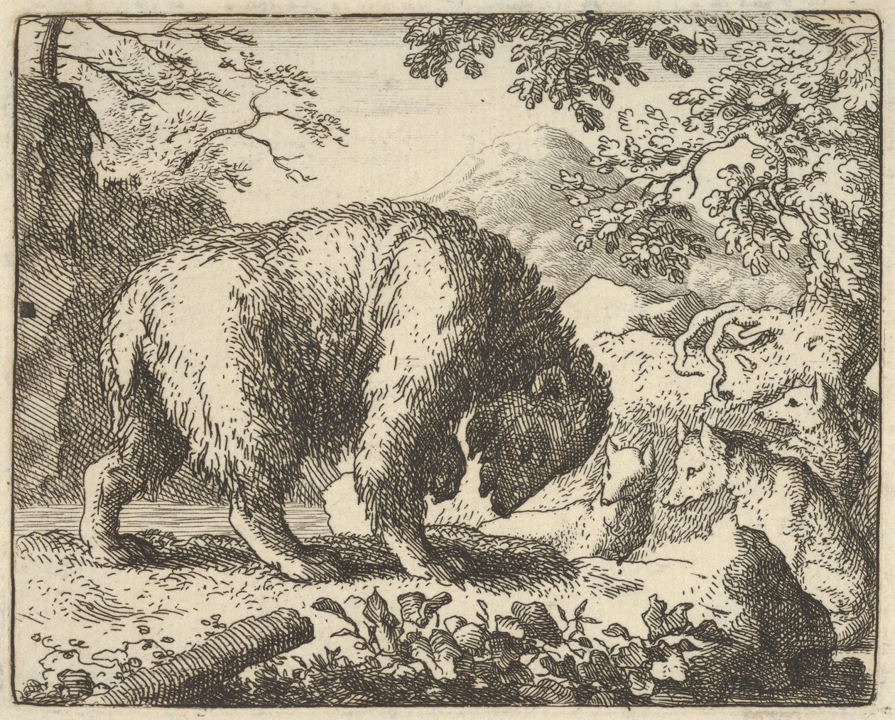 Renard megígéri a Medvének, hogy elviszi egy olyan helyre, ahol mézet talál, 1650-75. alkotó: Allart van Everdingen