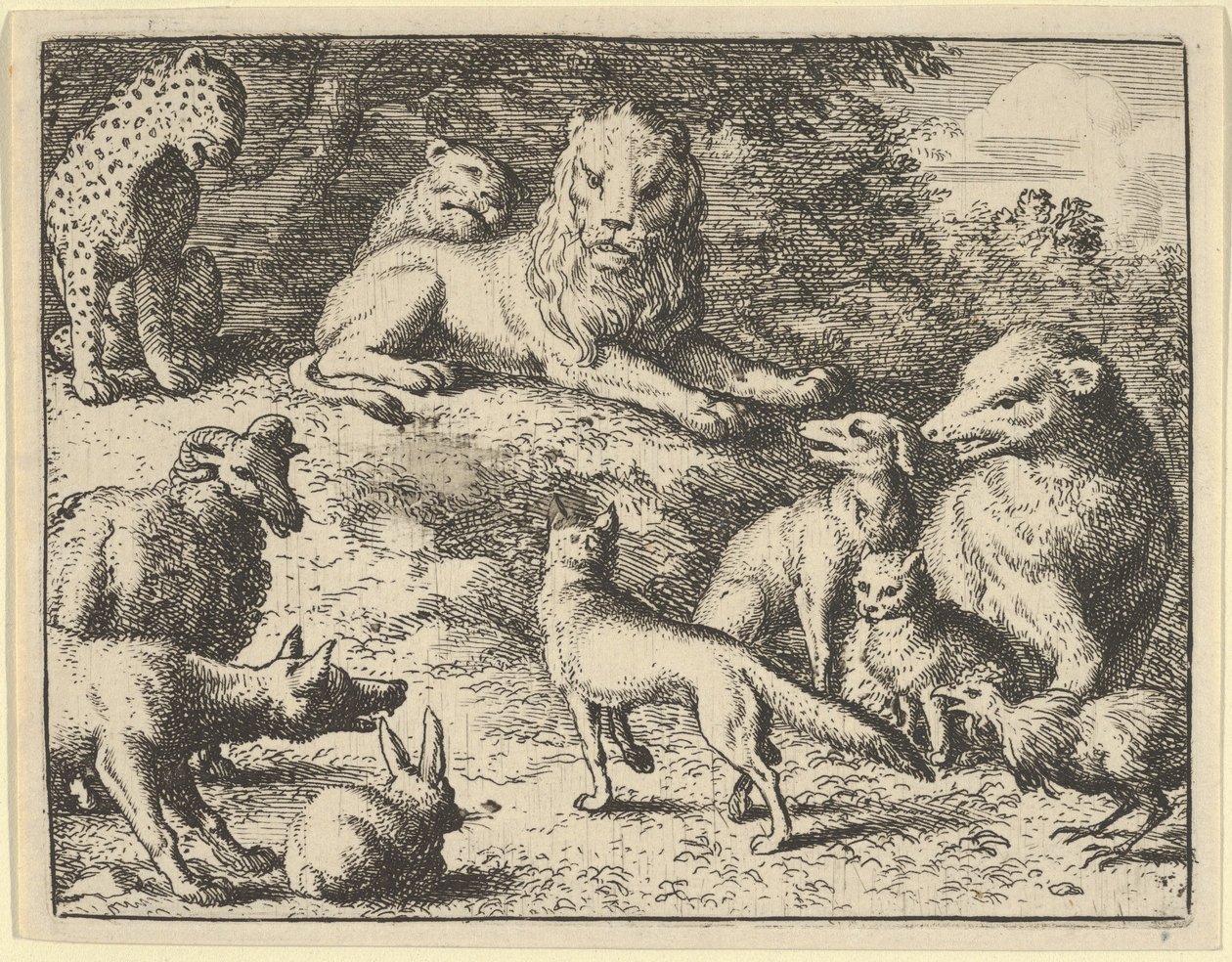 Renardot megvádolják az állatok az oroszlán előtt, 1650-75. alkotó: Allart van Everdingen
