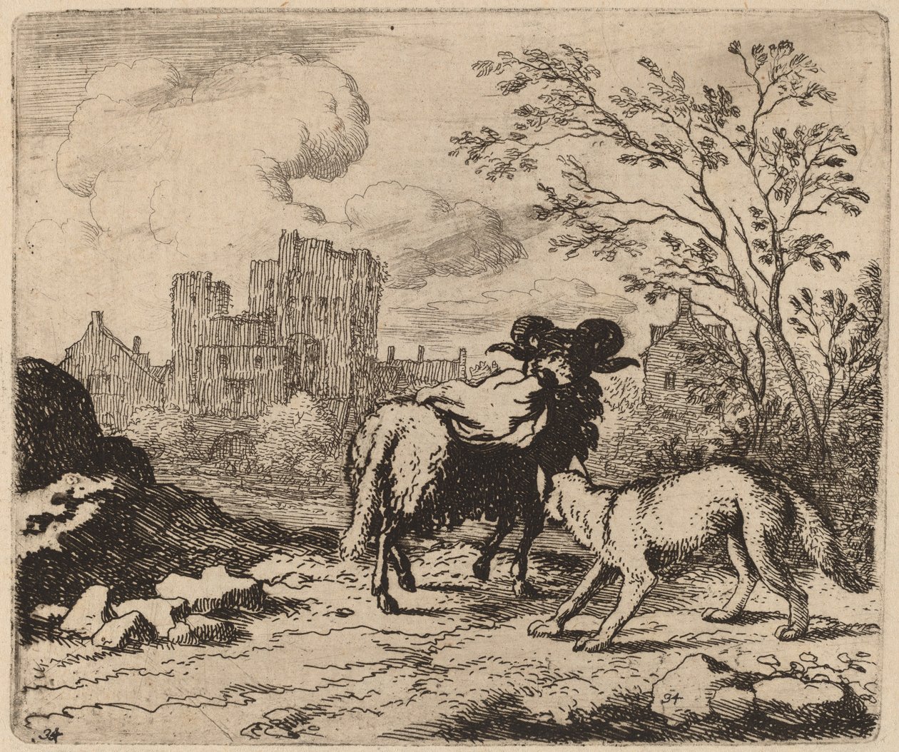 Reynard megkéri a kost, hogy szállítson egy dokumentumot, valószínűleg c. 16451656. alkotó: Allart van Everdingen