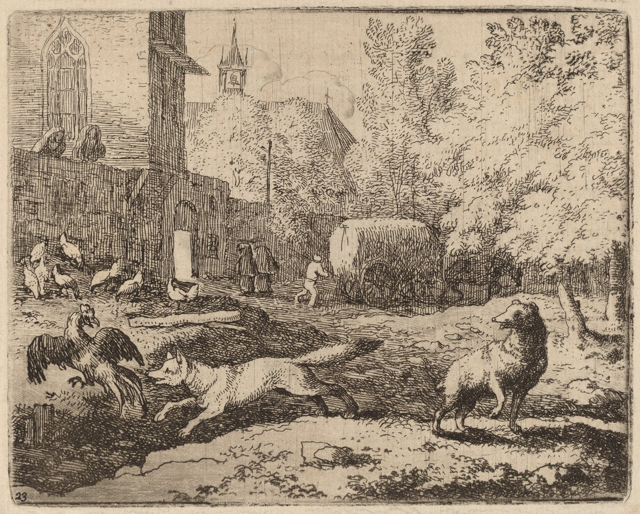 Reynard megkísérli ellopni a kakast, valószínűleg c. 16451656. alkotó: Allart van Everdingen