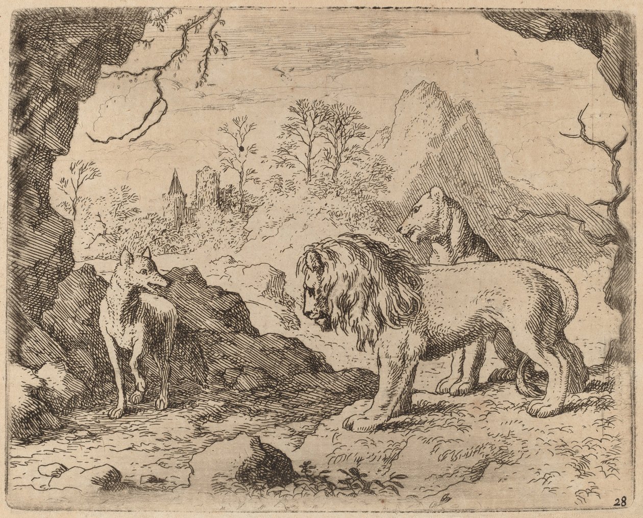 Reynard megígéri, hogy felfedi a rejtett kincset, valószínűleg c. 16451656. alkotó: Allart van Everdingen