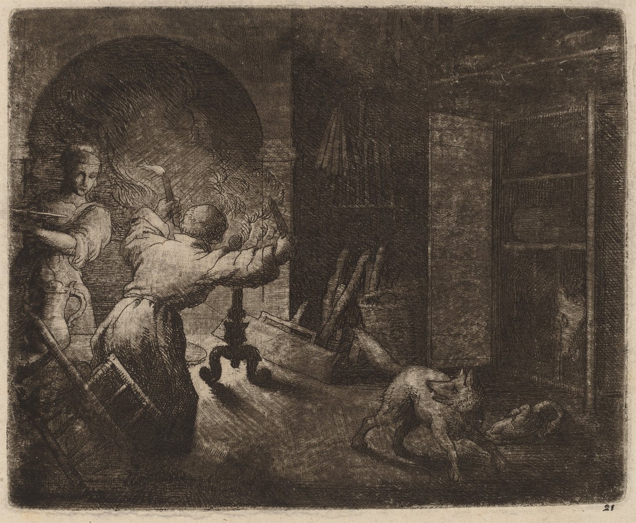 Reynard ellop egy capont a pásztortól, valószínűleg c. 16451656. alkotó: Allart van Everdingen