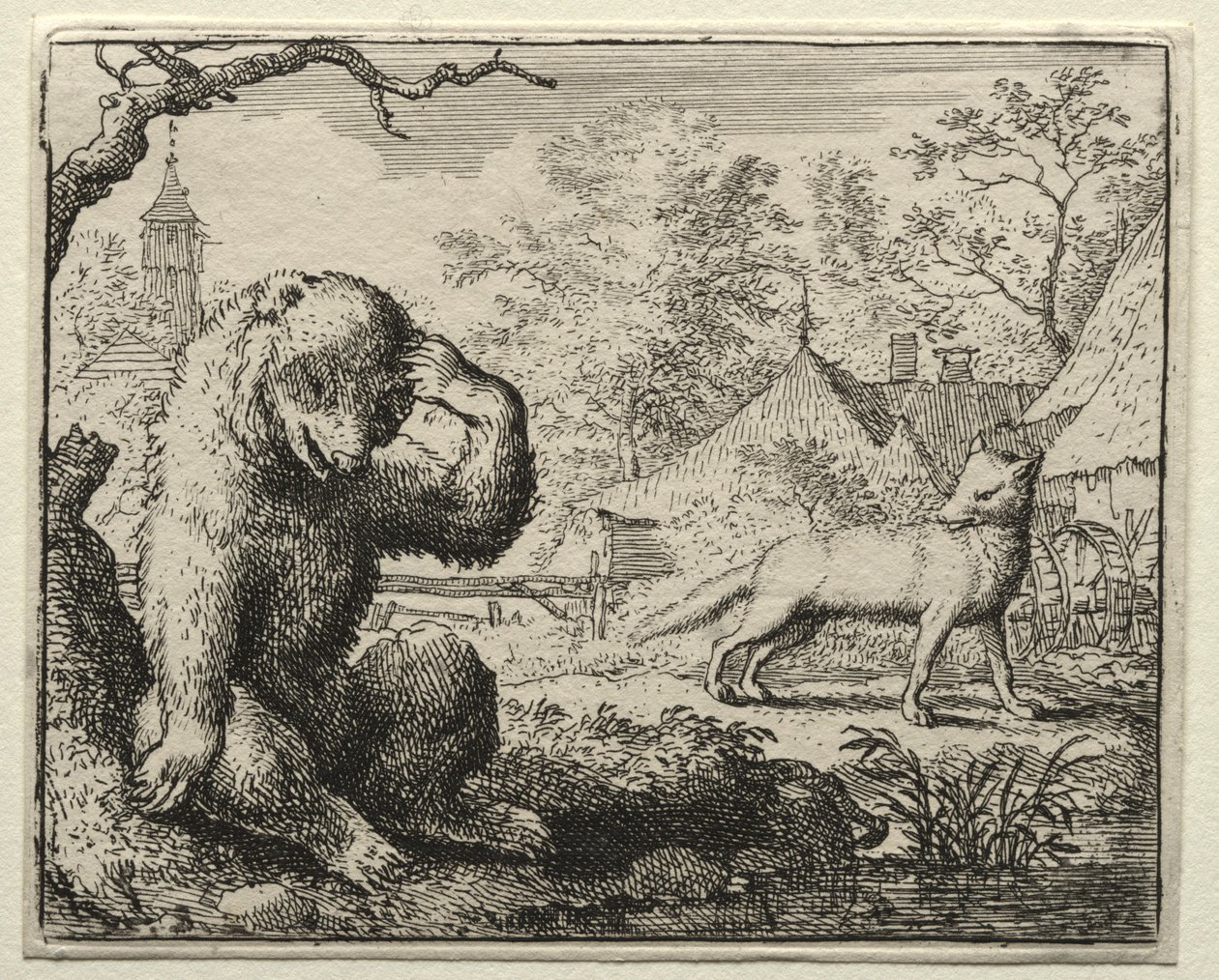 Reynard, a róka: Reynard Chides the Injured Bear. alkotó: Allart van Everdingen