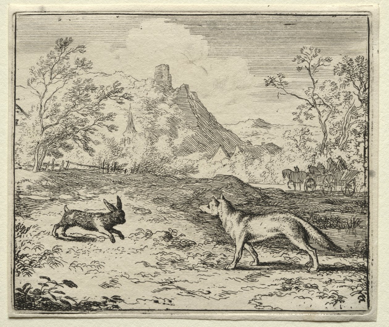 Reynard, a róka: Reynard és a nyúl. alkotó: Allart van Everdingen