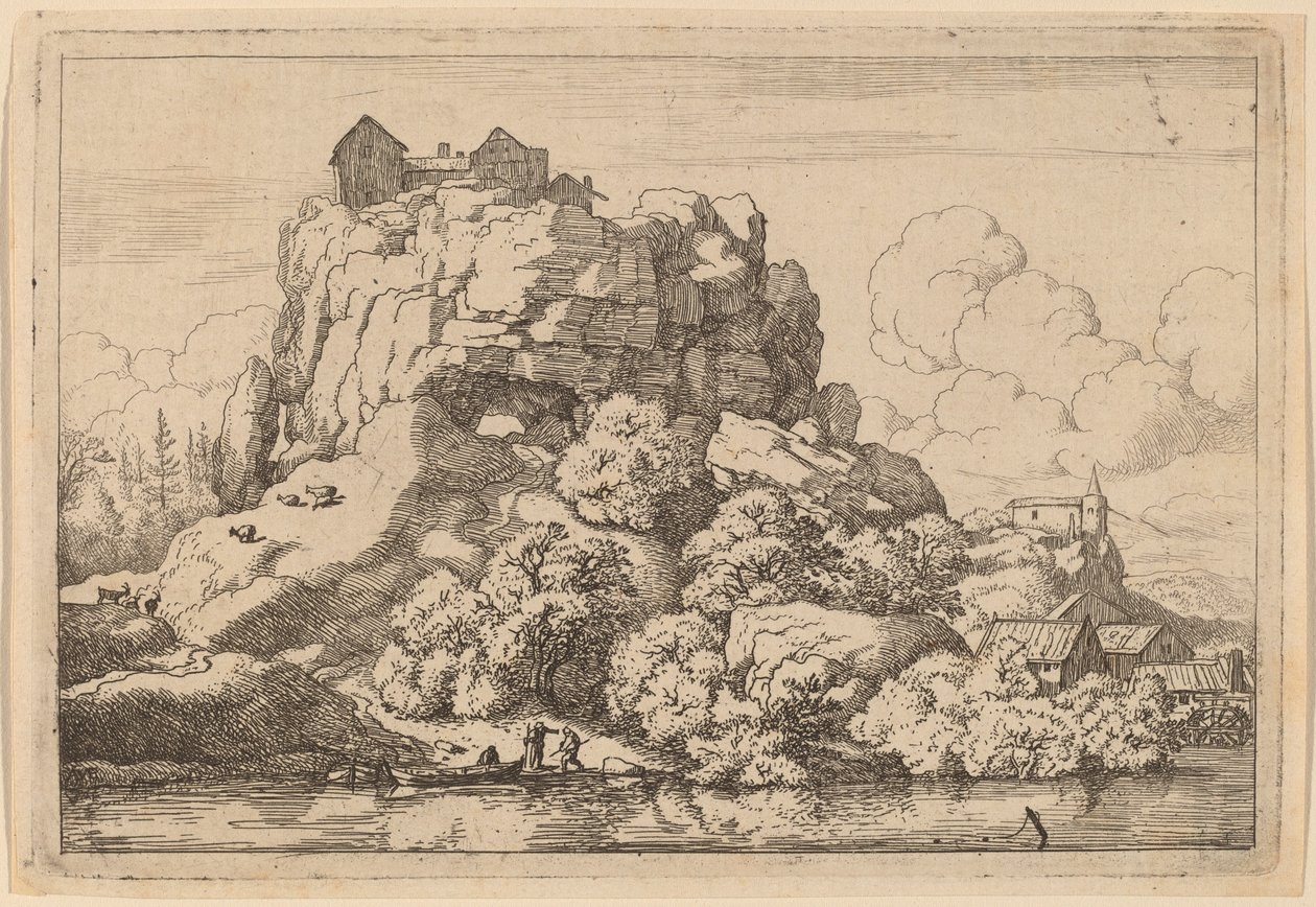 Folyó egy magas szikla lábánál, valószínűleg c. 16451656. alkotó: Allart van Everdingen