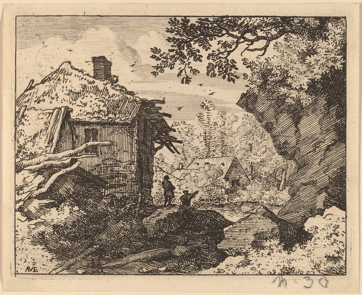 Szalmakunyhó Hátulról nézve, valószínűleg c. 16451656. alkotó: Allart van Everdingen