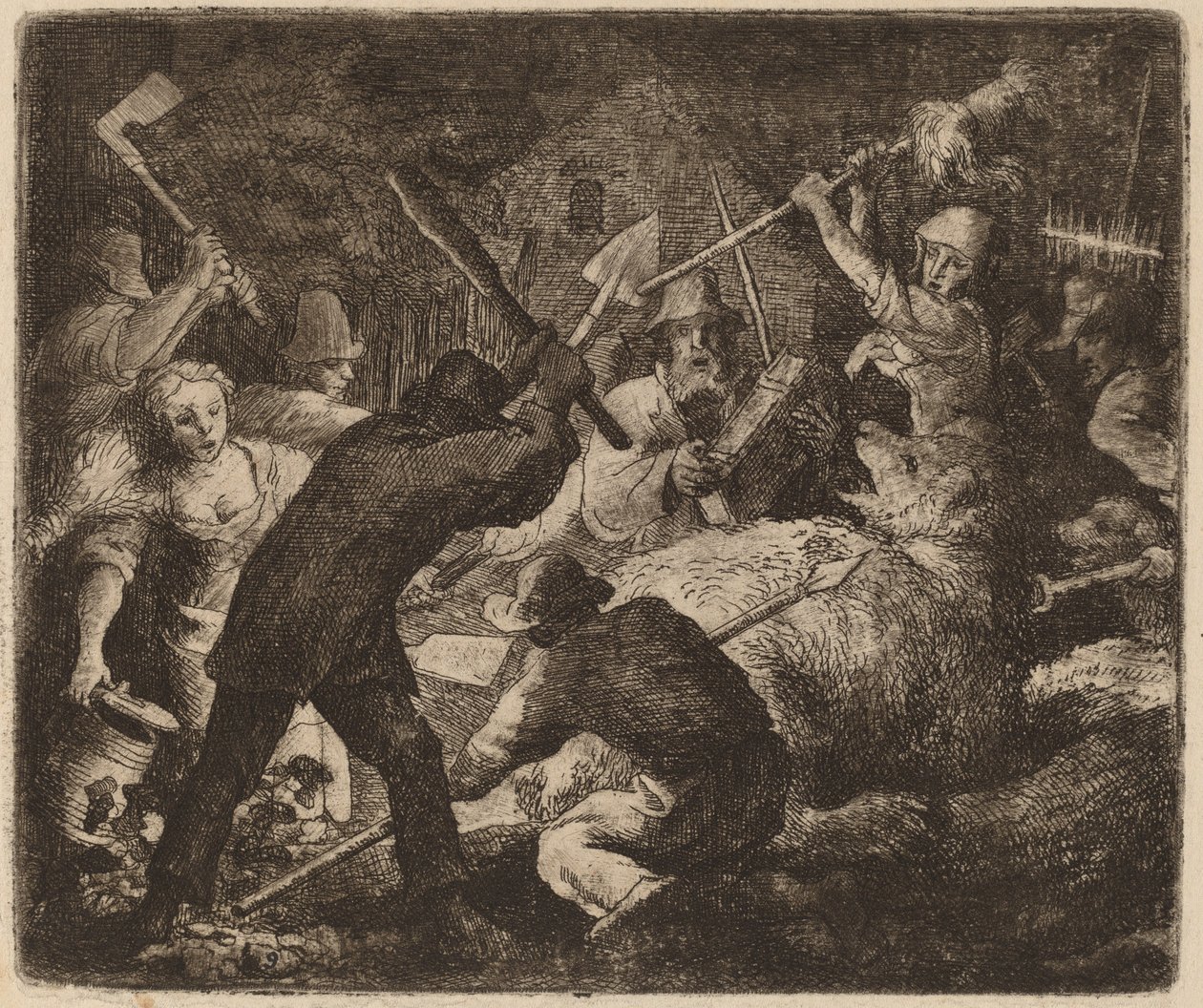 A parasztok által megtámadt medve, valószínűleg c. 16451656. alkotó: Allart van Everdingen