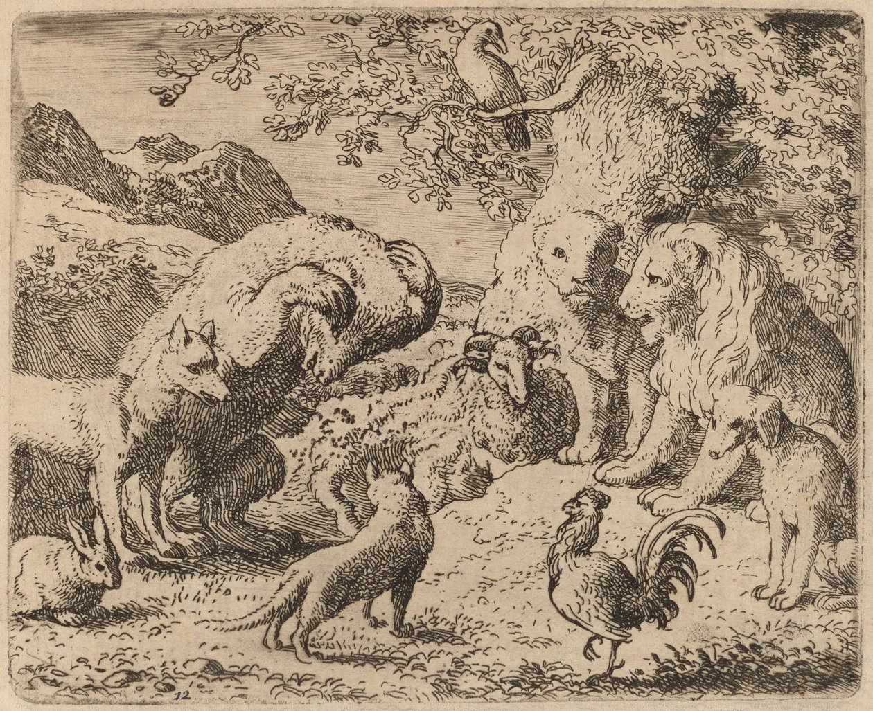 A Medve igazságért könyörög az oroszlánhoz, valószínűleg c. 16451656. alkotó: Allart van Everdingen
