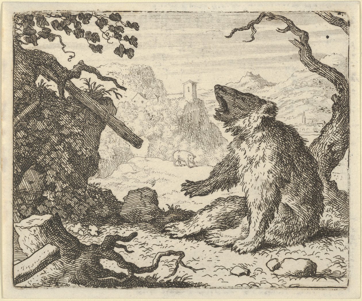 A medve felszólítja Renardot, hogy jelenjen meg az Állatok Tanácsa előtt, 1650-75. alkotó: Allart van Everdingen