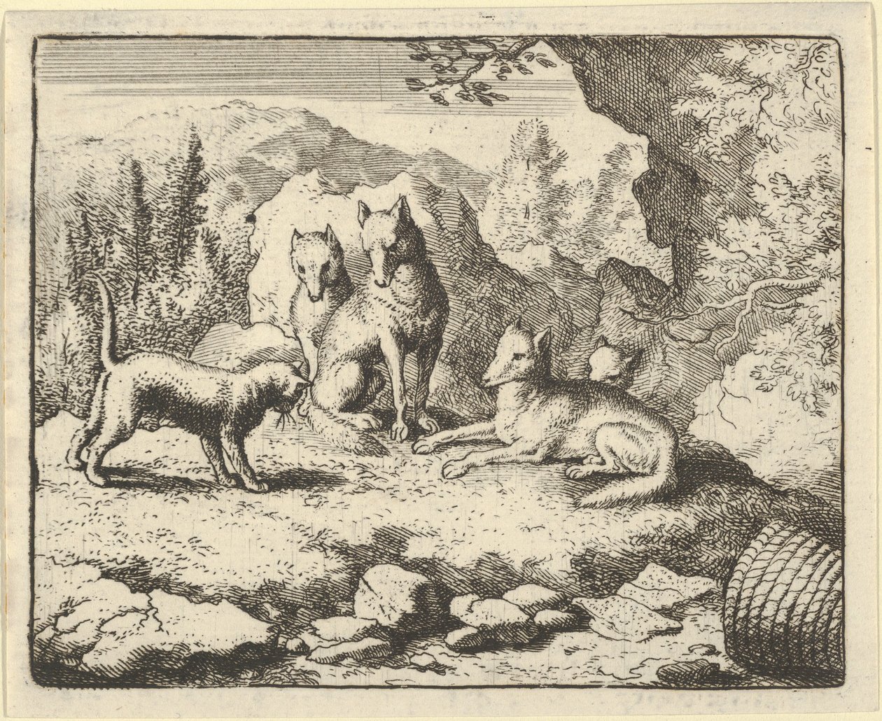 A macska felszólítja Renardot, hogy jelenjen meg a törvényszék előtt, 1650-75. alkotó: Allart van Everdingen