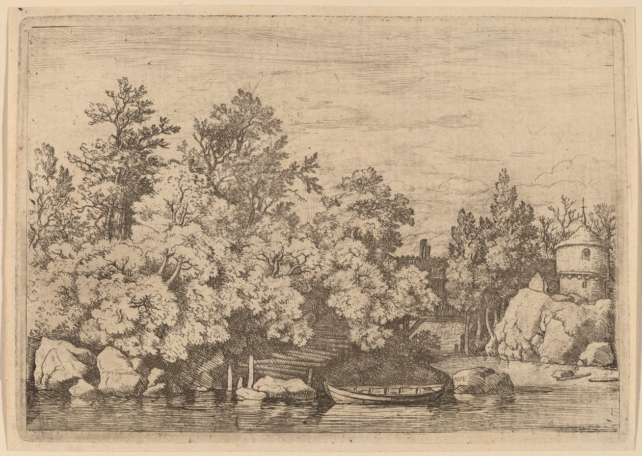 A Cudgel Dam and Covered Bridge, valószínűleg c. 16451656. alkotó: Allart van Everdingen