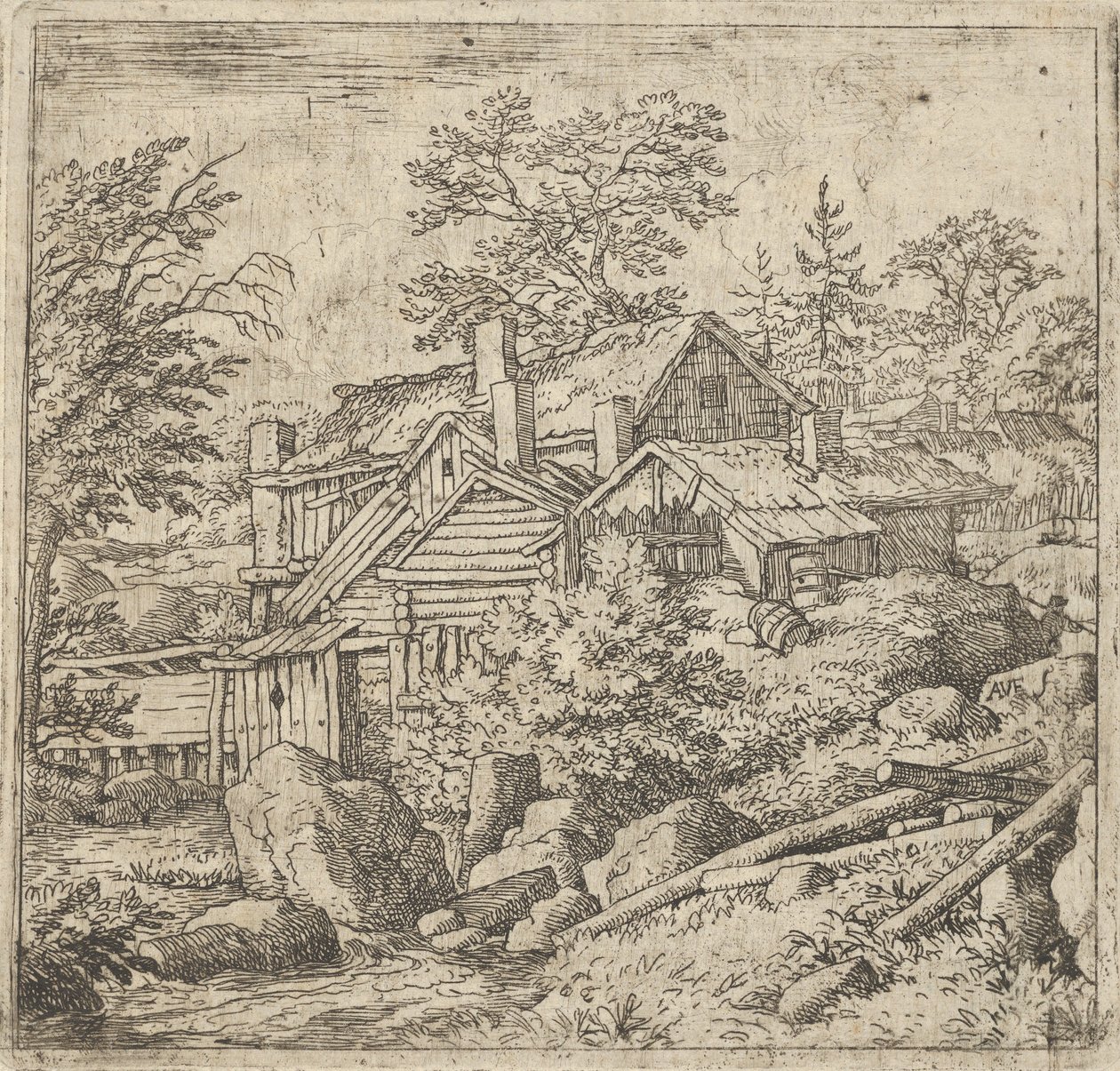A Hamlet a hegyoldalban, 17. század. alkotó: Allart van Everdingen