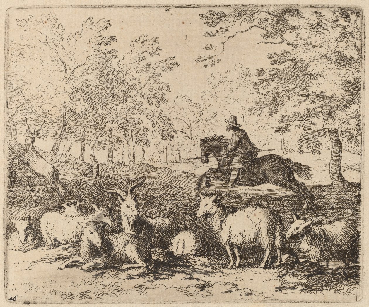 A szarvas üldözésére kényszerített ló, valószínűleg c. 16451656. alkotó: Allart van Everdingen