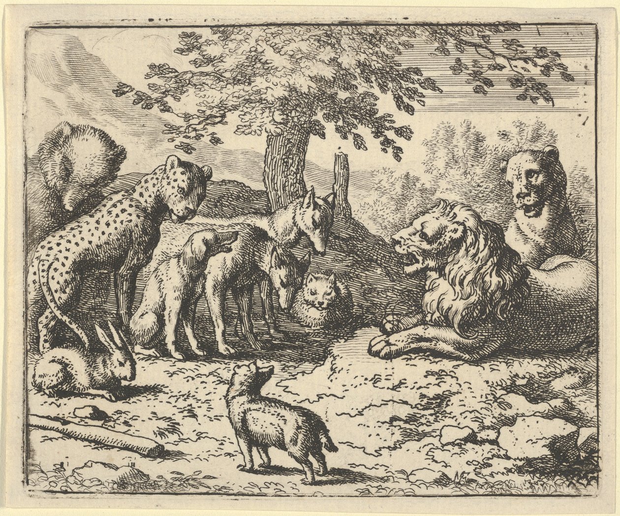 Az oroszlán megfogadja a többi állat tanácsát Renard megbüntetésére, 1650-75. alkotó: Allart van Everdingen