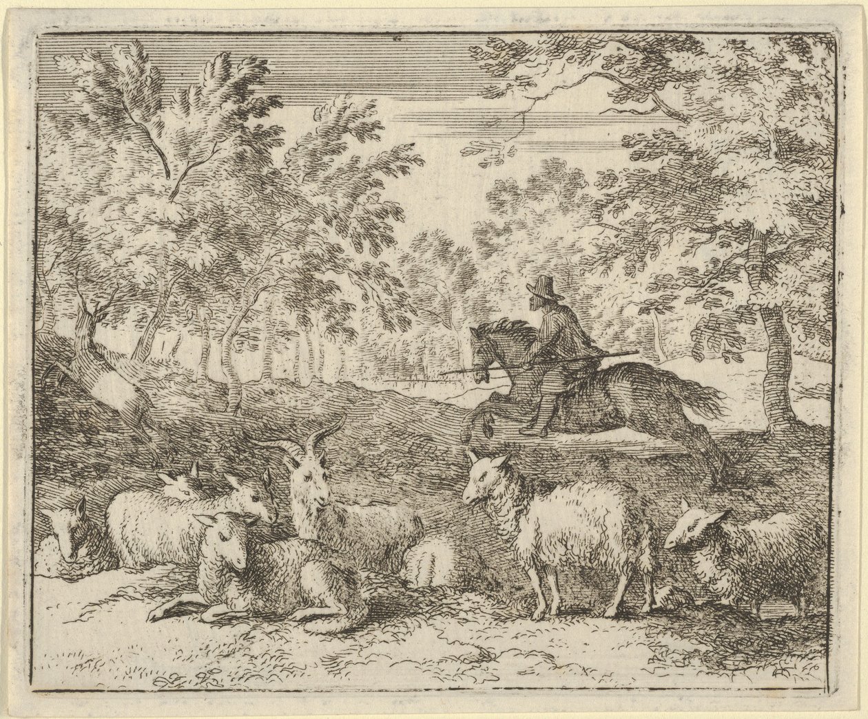 A pásztor lóháton üldözi a szarvast, 1650-75. alkotó: Allart van Everdingen
