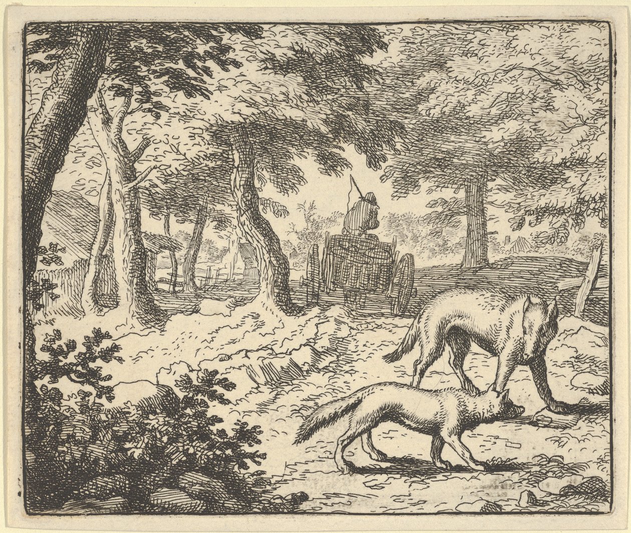 A farkas azzal vádolja Renardot, hogy megette a halat, amit ellopott, 1650-75. alkotó: Allart van Everdingen