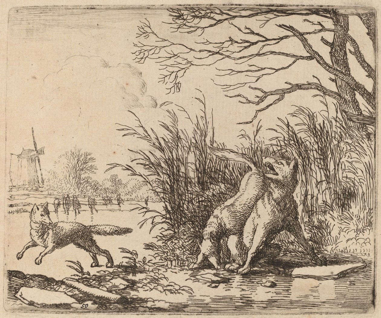 A Farkasok a jégen, valószínűleg c. 16451656. alkotó: Allart van Everdingen
