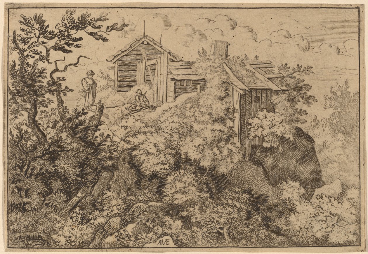 Három házikó a sziklán, valószínűleg c. 16451656. alkotó: Allart van Everdingen