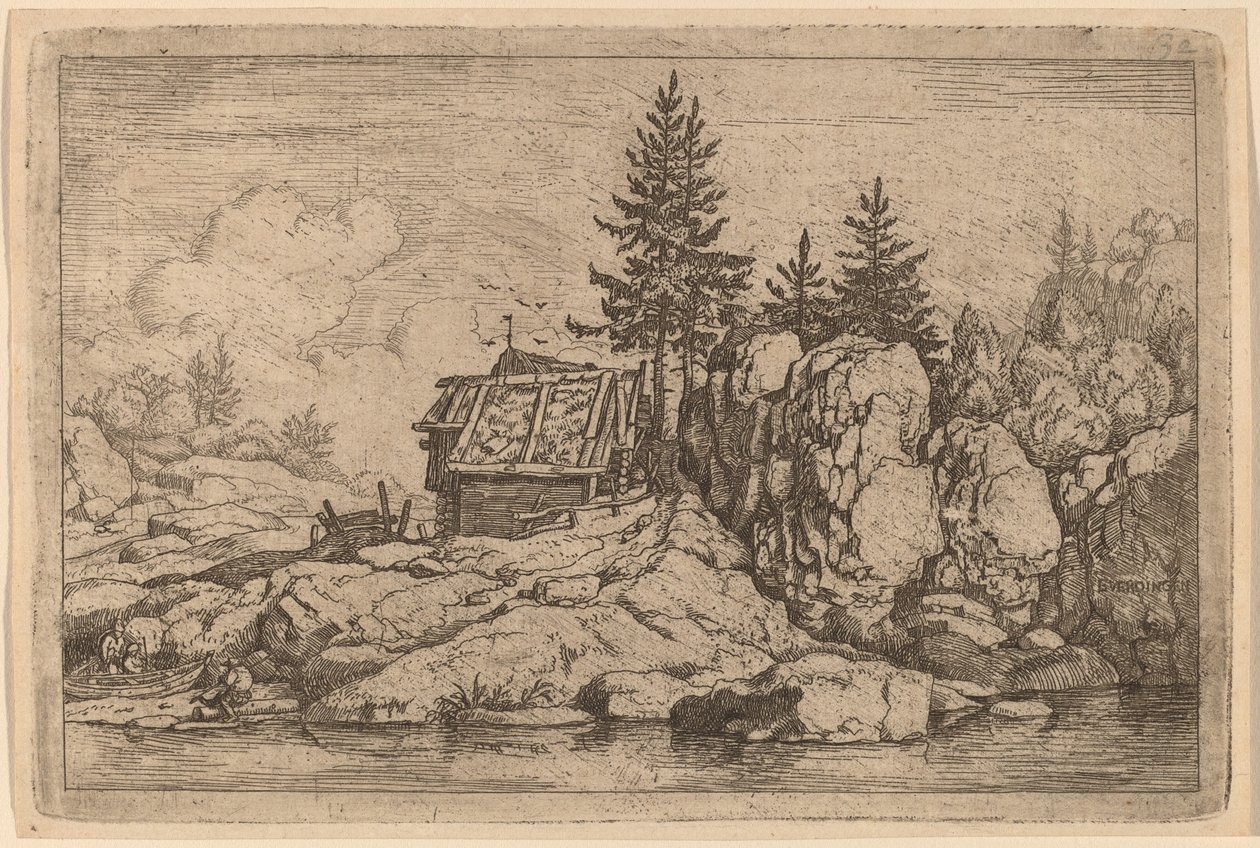 Két fenyő a nyaralók közelében, valószínűleg kb. 16451656. alkotó: Allart van Everdingen
