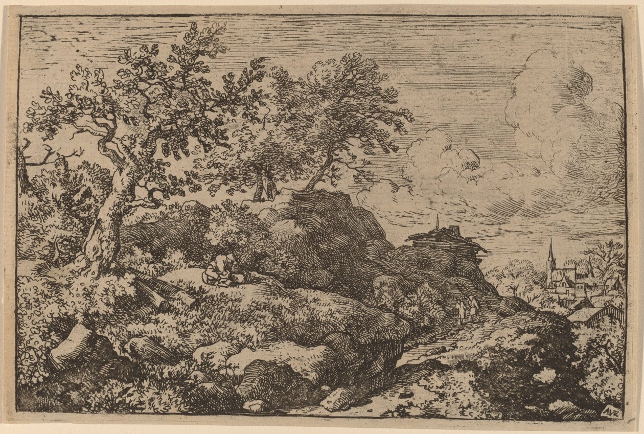 Két paraszt ül egy dombon, valószínűleg c. 16451656. alkotó: Allart van Everdingen