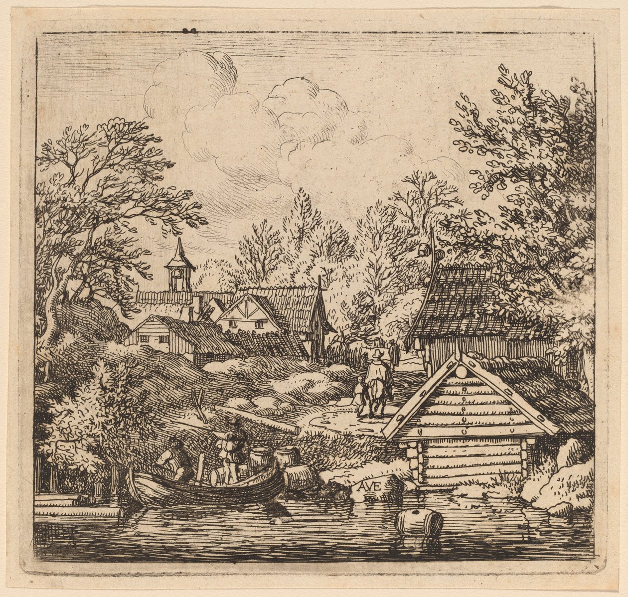 Bárka kirakodása, valószínűleg c. 16451656. alkotó: Allart van Everdingen
