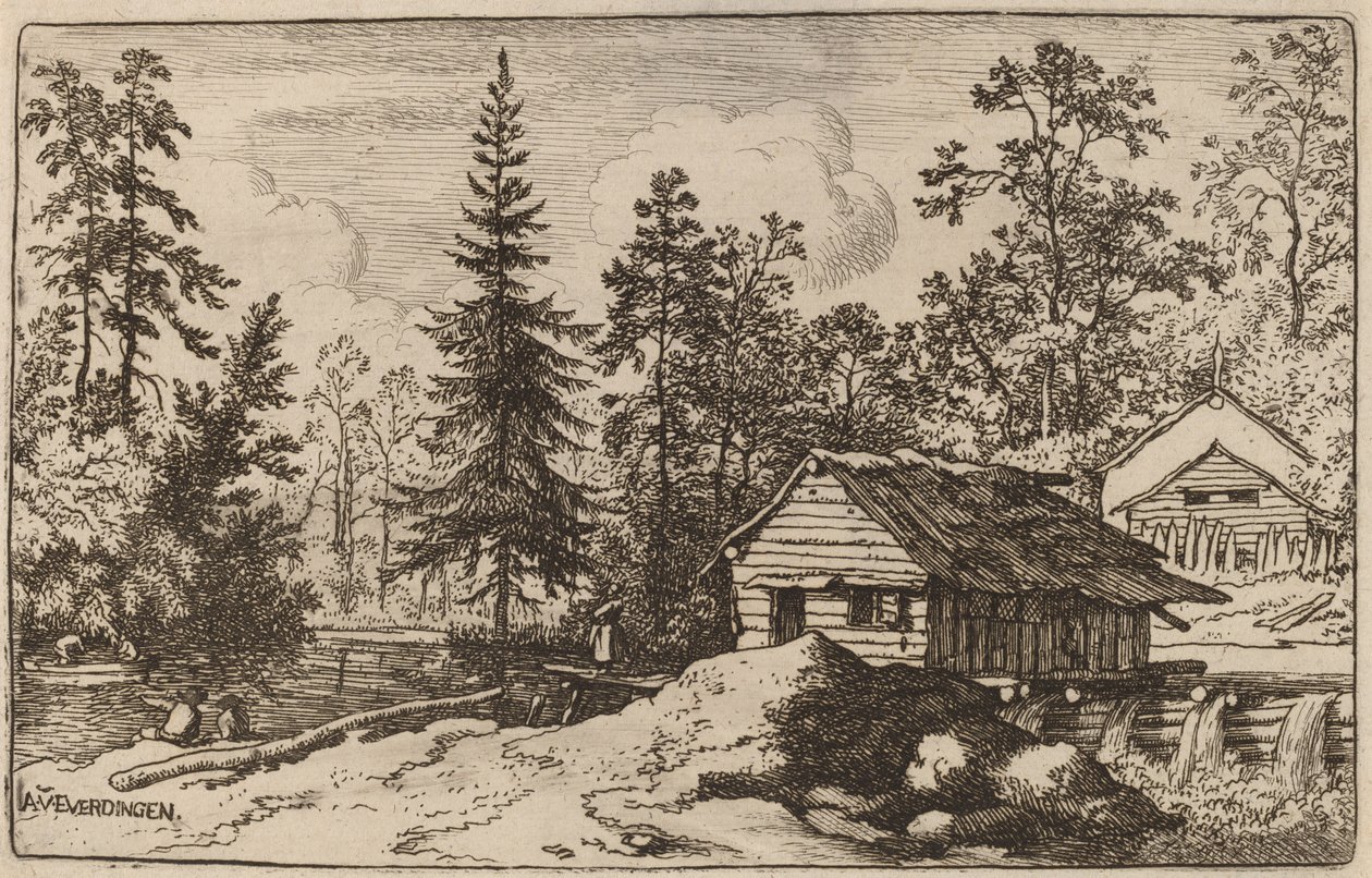 Folyóképben lévő nő egy csónak felé néz, valószínűleg c. 16451656. alkotó: Allart van Everdingen