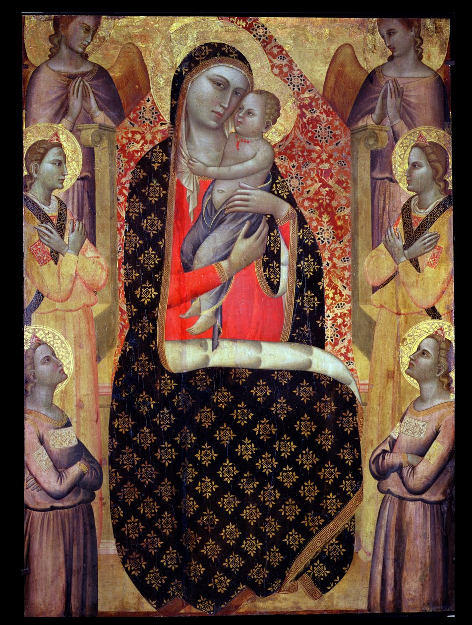 Madonna és gyermeke hat angyallal a trónon (panel) alkotó: Allegretto Nuzi