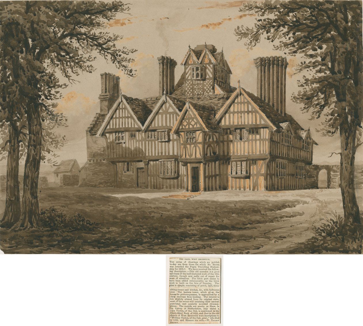 West Bromwich – "The Oaks": metszet, és [?XIX. század] alkotó: Allen Edward Everitt